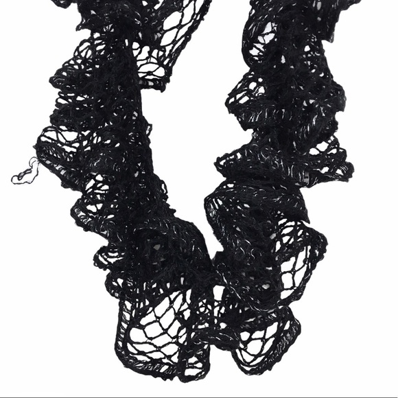 2 Scarf Lot BCBGeneration Infinity Knit Handmade Metallic Ruffle Lace Minimalist - Picture 9 of 15